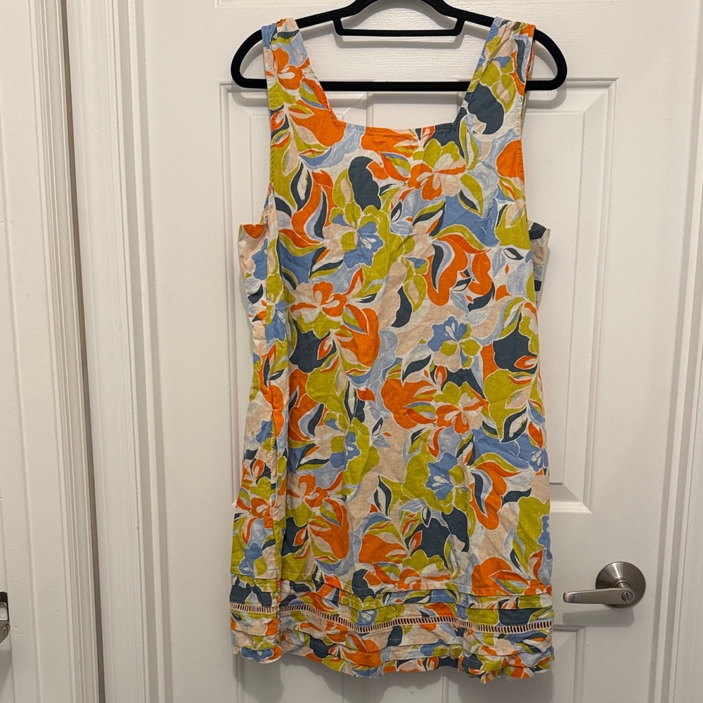 C&C California Vibrant Floral Mini Dress - Orange, Blue, Green